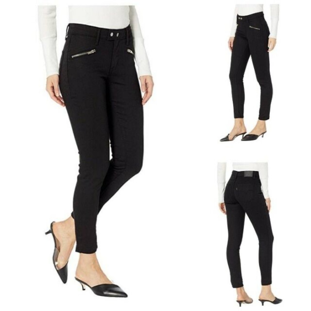 Levi black high waist skinny moto jeans